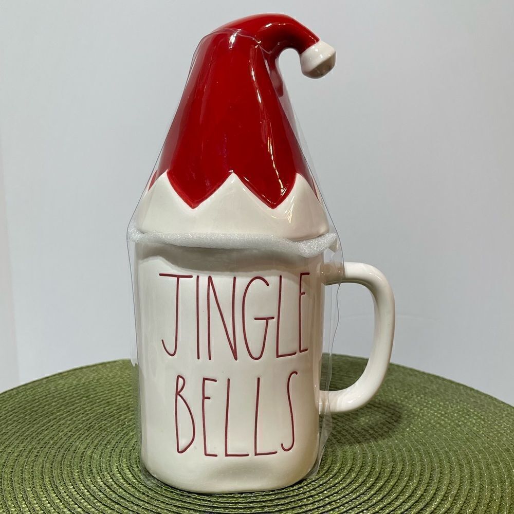 Rae Dunn Jingle Bells Mug with Topper NWT